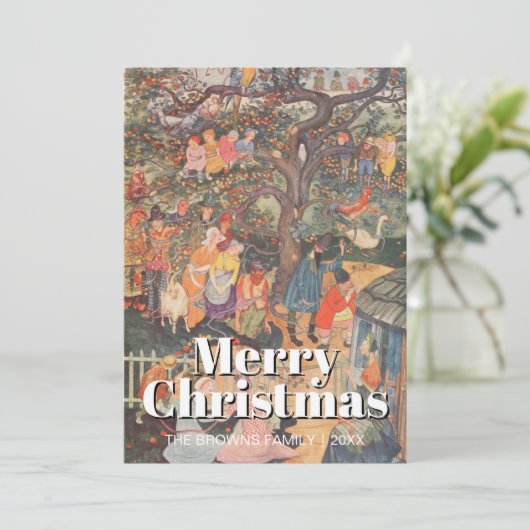 Vintag frohe Weihnachten verzauberte Tree Bosschèr (Stehend Vorderseite)