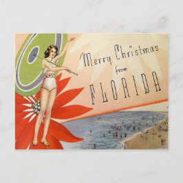 Vintag frohe Weihnachten von Florida Strandmädchen Postkarte