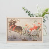 Vintag Frohe Weihnachten Weihnachtsmann Reindeer S (Stehend Vorderseite)