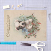 Vintag Frohe Weihnachten Welpenhalter Mistletoe Seidenpapier (Handwerk)