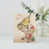 Vintag Frohe Weihnachts-Bell Ringer Feiertagspostkarte (Stehend Vorderseite)