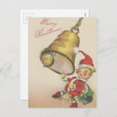 Vintag Frohe Weihnachts-Bell Ringer Feiertagspostkarte (Vorne/Hinten)
