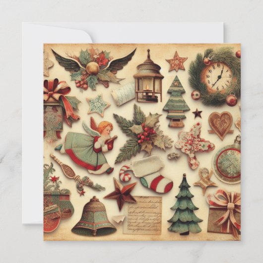 Vintag Frohe Weihnachts-Ephemera-Karte Feiertagskarte (Vorderseite)