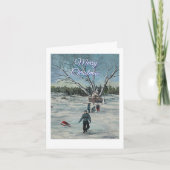 Vintag Frohe Weihnachts Hand Scribble Personalize Karte (Vorderseite)