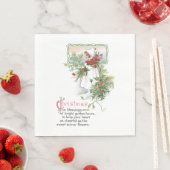 Vintag frohe Weihnachts-Segen-Karte Blumengedicht Serviette (Beispiel)