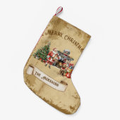 Vintag frohe Weihnachtsbaum Weihnachtsmann Hundesc Kleiner Weihnachtsstrumpf (Vorderansicht (hängend))