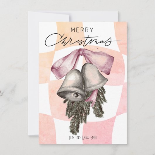 Vintag frohe Weihnachtsglocken Bows Weihnachten (Vorderseite)