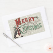 Vintag frohe Weihnachtslandschaft Urlaub Rechteckiger Aufkleber (Umschlag)