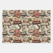 Vintag frohe Weihnachtsschattierungen und -zeichen Geschenkpapier Set (Vorderseite 3)