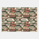 Vintag frohe Weihnachtsschattierungen und -zeichen Geschenkpapier Set (Vorderseite 2)