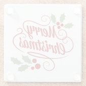 Vintag frohe Weihnachtsschrift Typografie Glasuntersetzer (Rückseite)