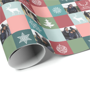 Vintag Frohe Weihnachtssymbole 4 Fotos Geschenkpapier