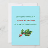 Vintag Frohe Weihnachtsvögel Holly Einladung (Rückseite)