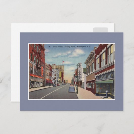 Vintag Front Street Wilmington NC Postkarte (Vorne/Hinten)