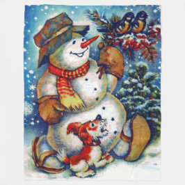 Vintag frostig Weihnachten des Schneemans Fleecedecke