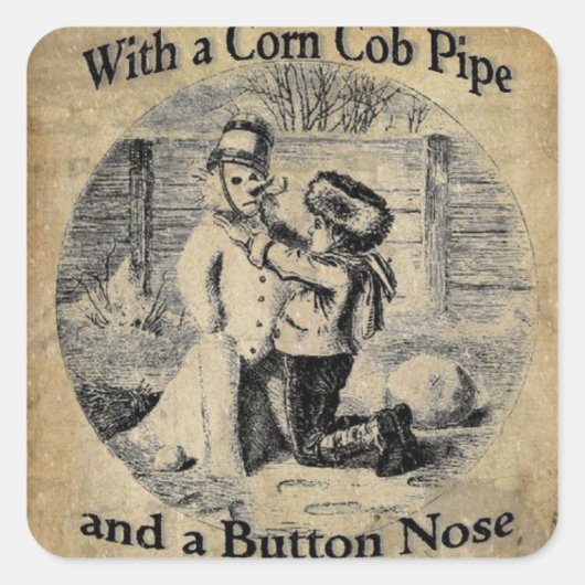 Vintag Frosty The Snowman Quadratischer Aufkleber (Vorderseite)