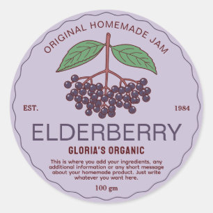 Vintag Frucht Elderberry Jam hausgemachte Produkte Runder Aufkleber