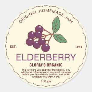 Vintag Frucht Elderberry Jam hausgemachte Produkte Runder Aufkleber