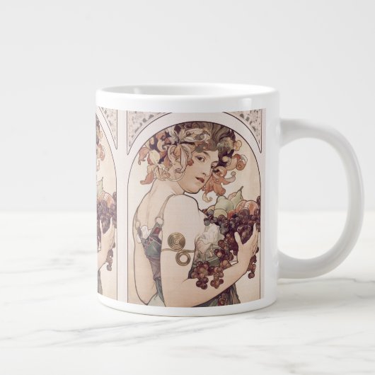 Vintag FruchtGirl von Alphonse Mucha Jumbo-Tasse (Rechts)