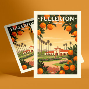 Vintag Fullerton California Postkarte