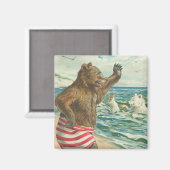 Vintag Funny Bear Magnet (Vorderseite/Rückseite)