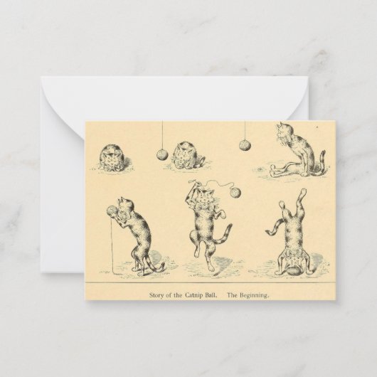 Vintag Funny Catnip Cat Mitteilungskarte (Vorderseite)