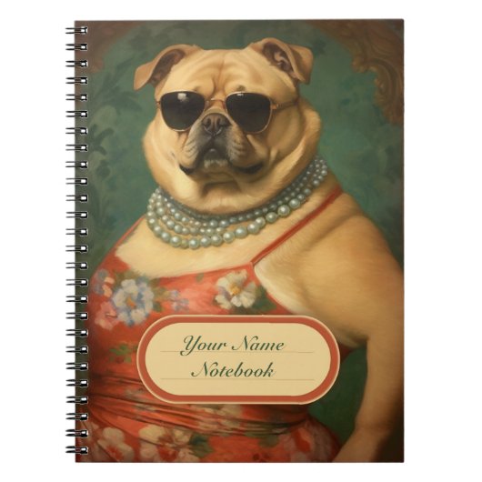 Vintag Funny Dog Glam Lady Spiry Notebook Notizblock (Vorderseite)