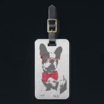 Vintag Funny French Bulldog Gepäckanhänger<br><div class="desc">Eine niedliche, lustige, trendige, Vintage Tier-Bulldog-Illustration mit einem roten Polka Dot Bogen und Brillen. Dieses charmante und skurrile Design vereint die wesentlichen Merkmale des französischen Bulldoggen mit einem kräftigen roten Polka-Dotbogen und roten Gläsern, die einen Pop Farbe und einen Hauch von Retro-Stil verleihen. Diese Abbildung ist eine reizvolle Mischung aus...</div>
