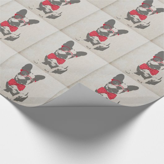 Vintag Funny French Bulldog Geschenkpapier (Ecke)