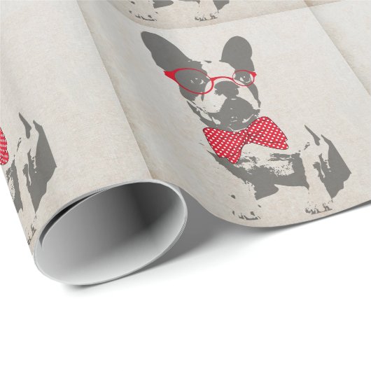 Vintag Funny French Bulldog Geschenkpapier (Rolleneckpunkt)
