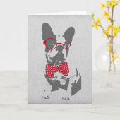 Vintag Funny French Bulldog Karte (Gelbe Blume)