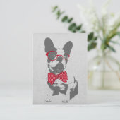Vintag Funny French Bulldog Postkarte (Stehend Vorderseite)