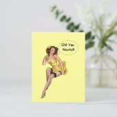 Vintag Funny Retro Girl Oh, du Eklig Postkarte (Stehend Vorderseite)