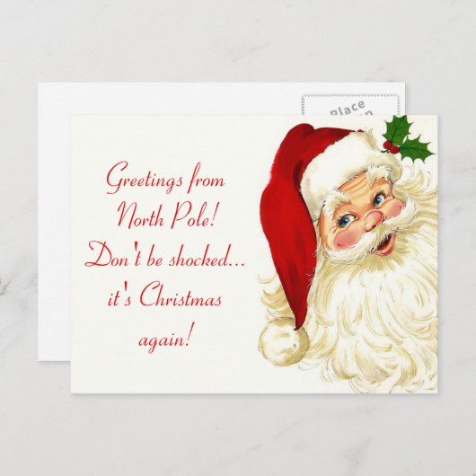 Vintag Funny Santa Claus Postkarte (Vorne/Hinten)