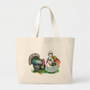 Vintag für den Erntedank bereit Jumbo Stoffbeutel