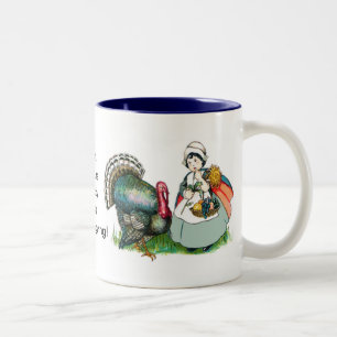 Vintag für den Erntedank bereit Zweifarbige Tasse