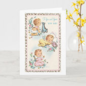 Vintag - für Sie und Ihr neues Baby. Karte (Gelbe Blume)