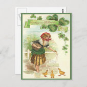 Vintag Fütternd Ducks St Patrick's Day Card Postkarte (Vorne/Hinten)