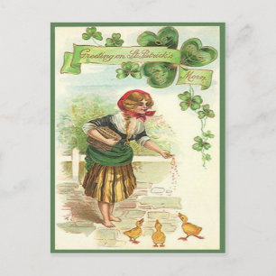 Vintag Fütternd Ducks St Patrick's Day Card Postkarte