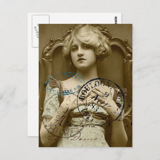 Vintag Gal Postkarte (Vorne/Hinten)