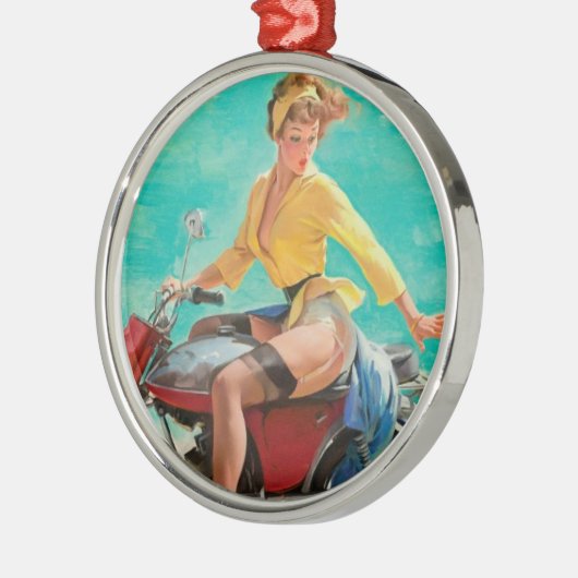 Vintag Gal Silbernes Ornament (Links)