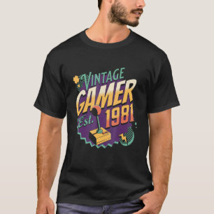 Vintag Gamer 1981 Alte Schule Joystick Retro Gamin T-Shirt