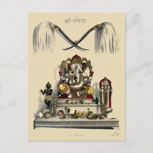 Vintag Ganesh Ganesha Hindu Indien Elephant Postkarte (Vorderseite)