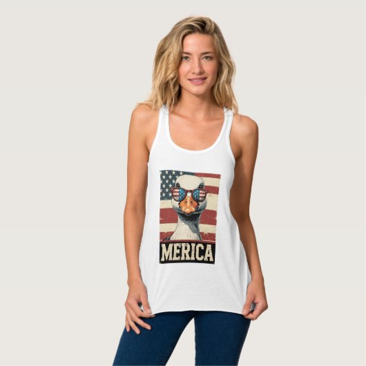 Vintag Gänse Merica 4. july patriotisch Tank Top (Vorderseite Vollansicht)