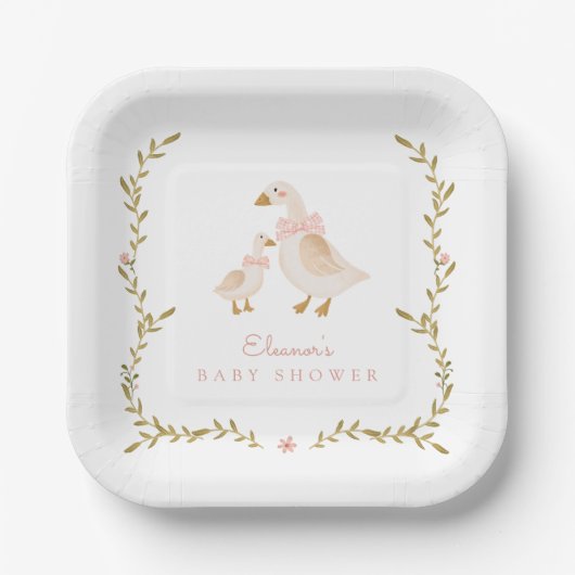 Vintag Gänsehuchdusche Pappteller (Vorderseite)