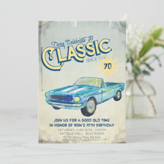 Vintag Garage Poster Party Einladung (Stehend Vorderseite)