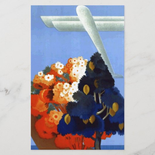 Vintag Garda Italy Europe Air Travel Briefpapier (Vorderseite)