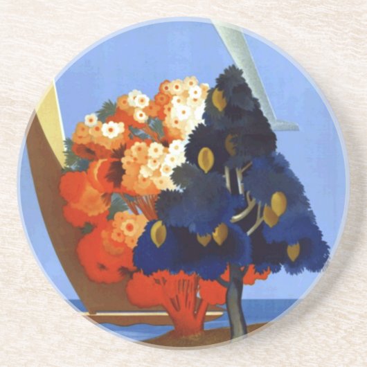 Vintag Garda Italy Europe Air Travel Untersetzer (Vorne)