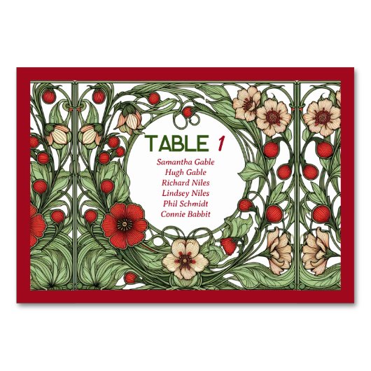 Vintag Garden Art Nouveau Sitzplan Tischnummer (Rückseite)