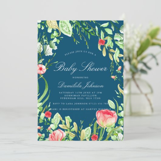 Vintag Garden Baby Dusche Einladung (Stehend Vorderseite)